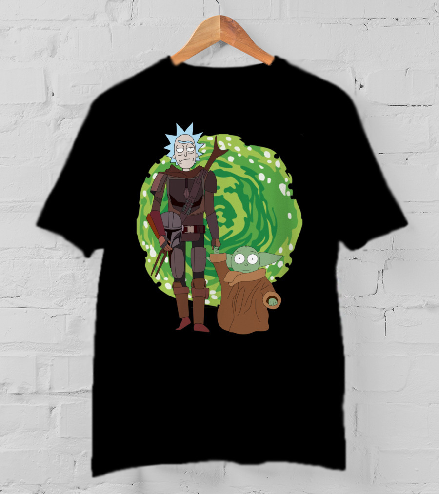 Rick Morty Mandalorian Yoda Portal Fusion T-Shirt
