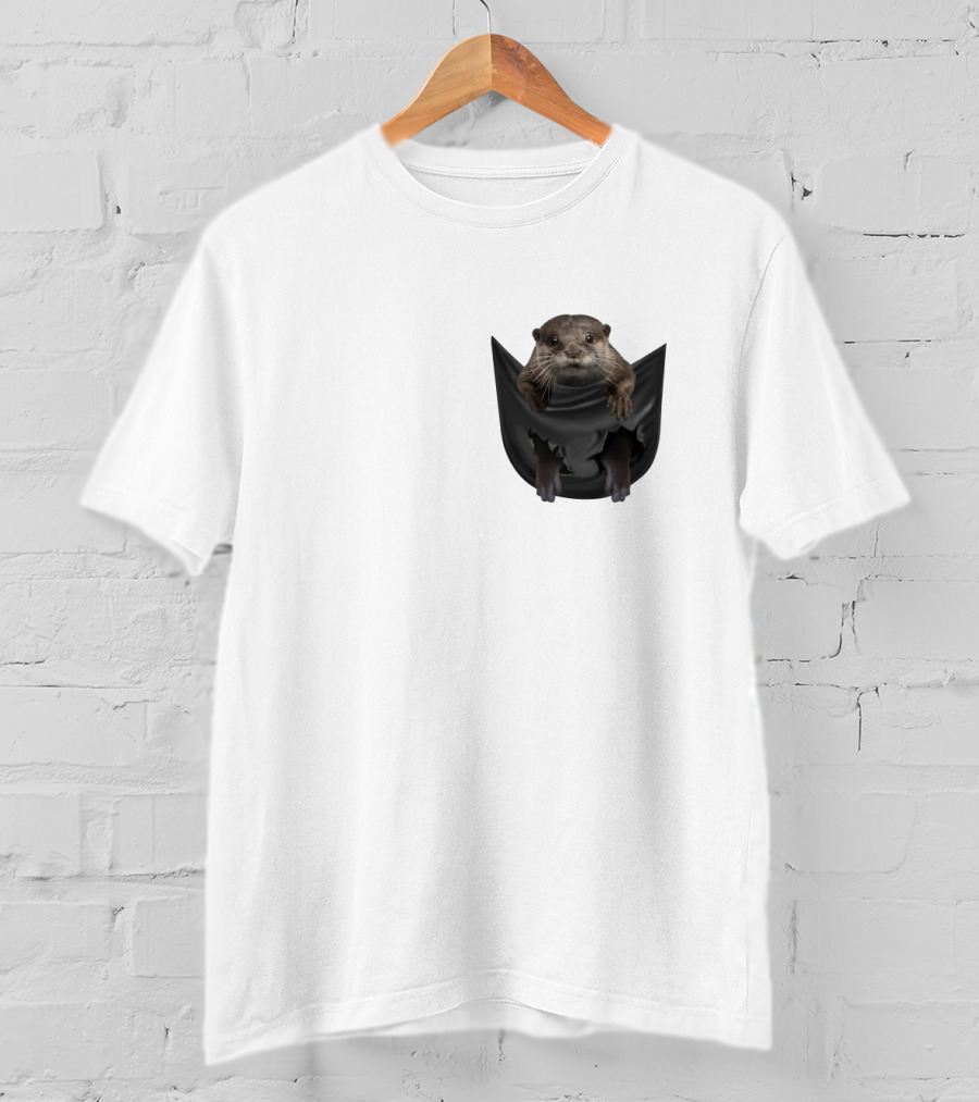 Otter In Black Pocket T-Shirt