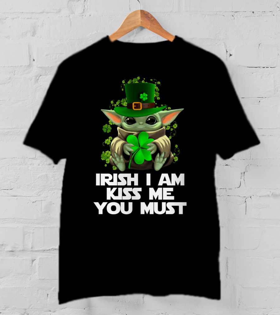 Yoda Irish I Am Kiss Me You Must St. Patrick's Day Baby Yoda Shamrock Hat T-Shirt