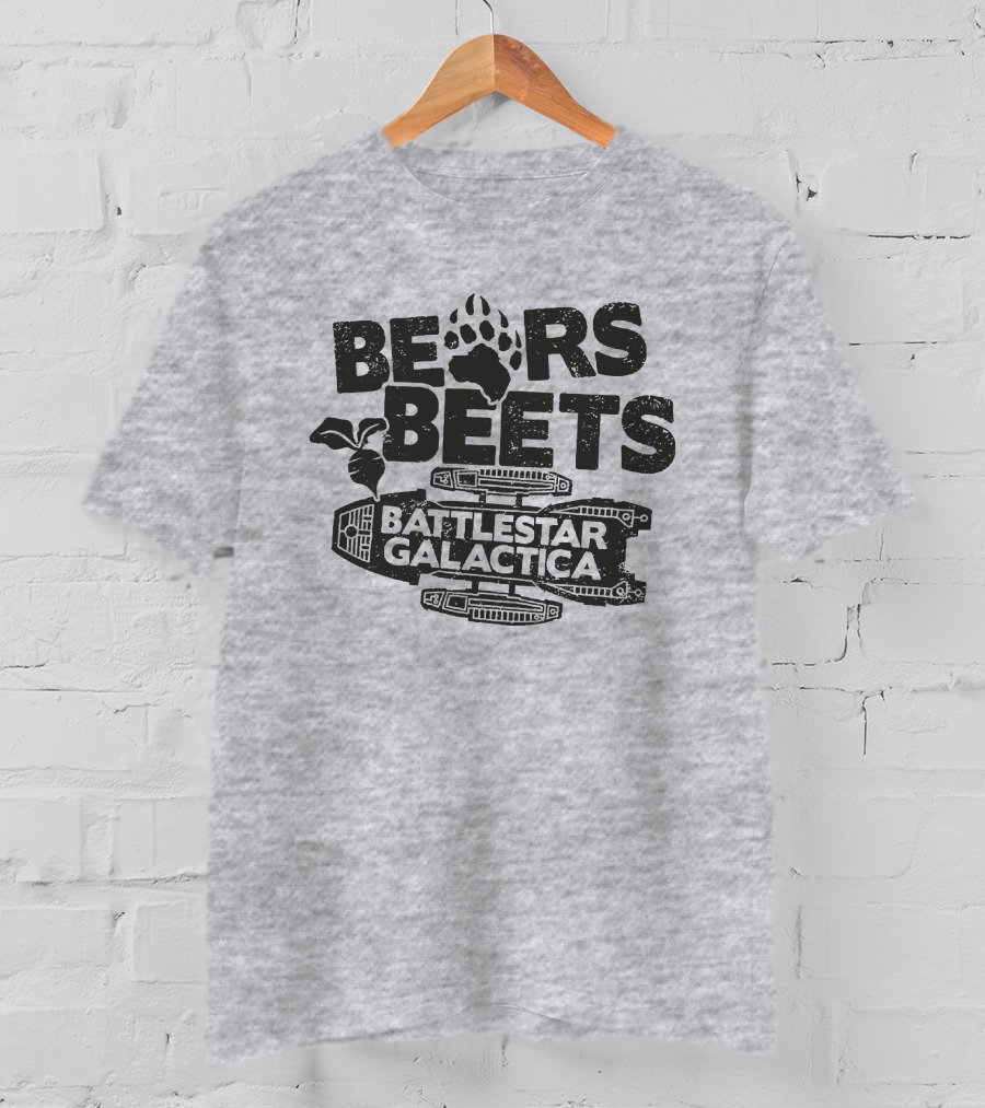 Bears Beets Battlestar Galactica Paw Print Spaceship Beetroot T-Shirt