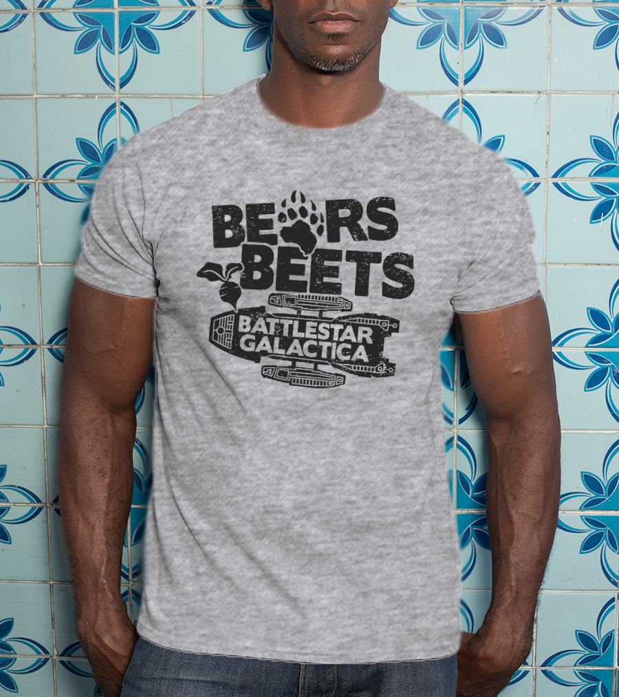 Bears Beets Battlestar Galactica Paw Print Spaceship Beetroot T-Shirt