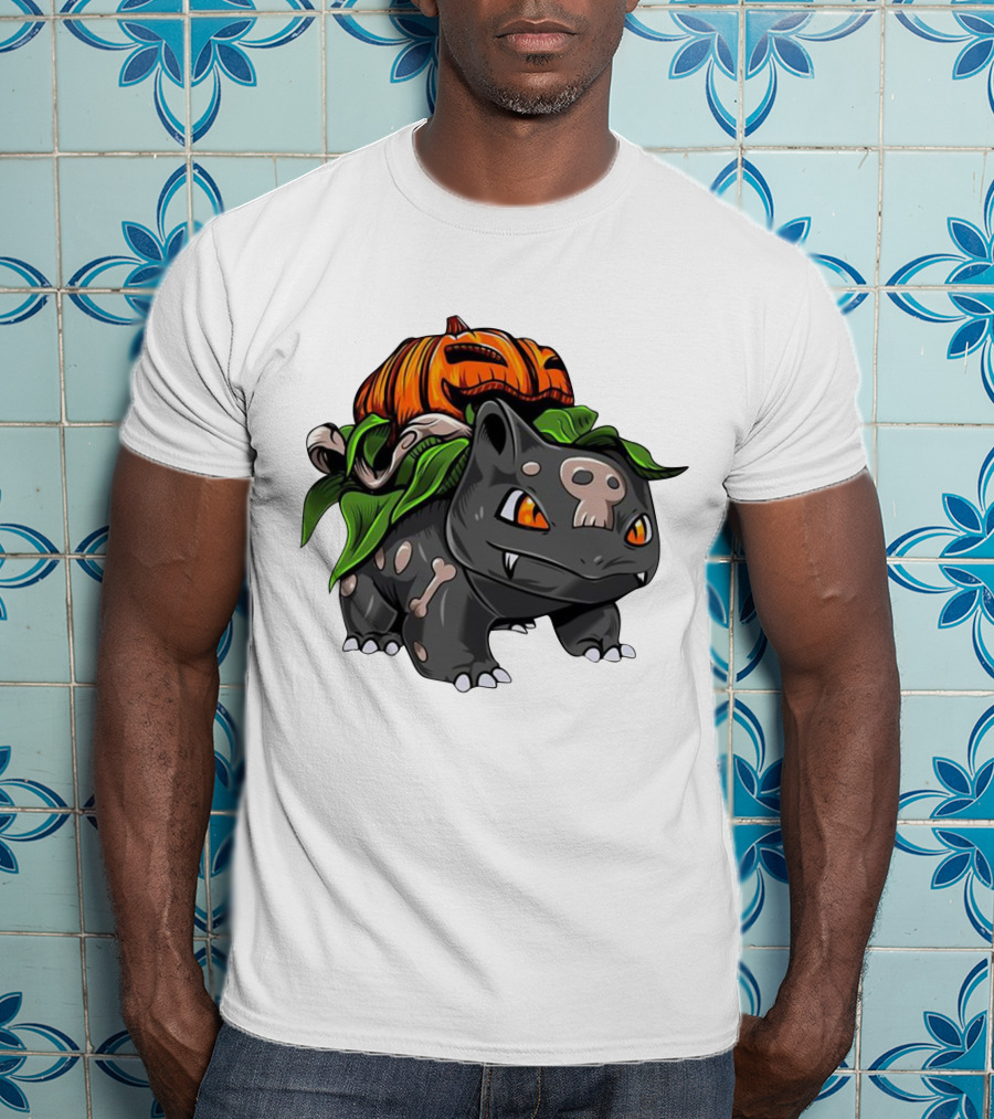 Halloween Bulbasaur Pumpkin Skeleton Spooky Pokemon T-Shirt