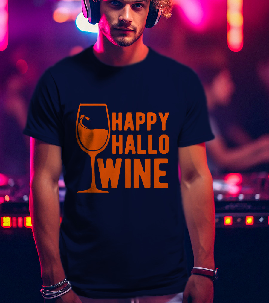 Happy HalloWine Wine Glass Halloween T-Shirt