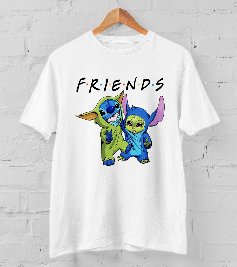 Stitch And Baby Yoda Friends TV Show T-Shirt