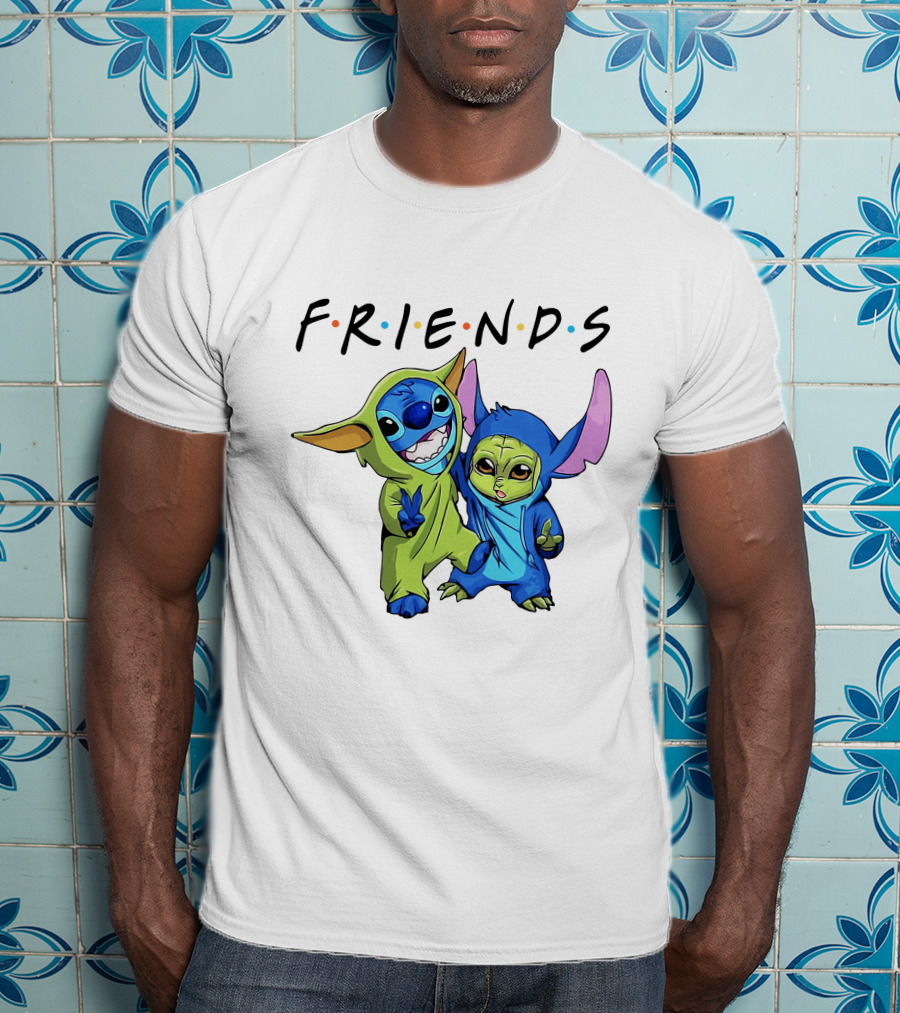Stitch And Baby Yoda Friends TV Show T-Shirt