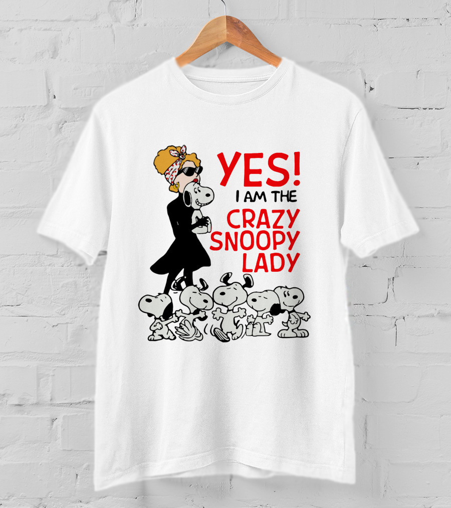 YES I Am The Crazy Snoopy Lady With Retro Snoopy Characters T-Shirt
