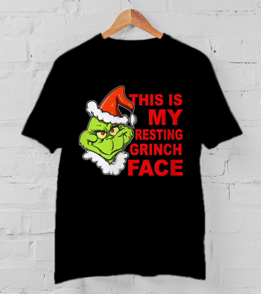 This Is My Resting Grinch Face Santa Hat Grumpy Expression T-Shirt