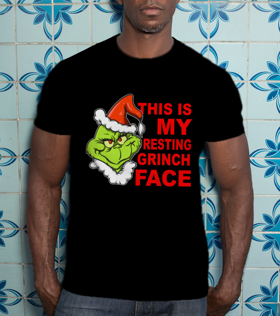 This Is My Resting Grinch Face Santa Hat Grumpy Expression T-Shirt