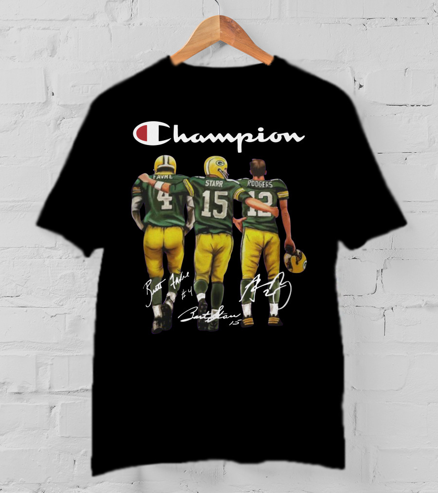 Champion Green Bay Packers Favre Starr Rodgers Signatures T-Shirt