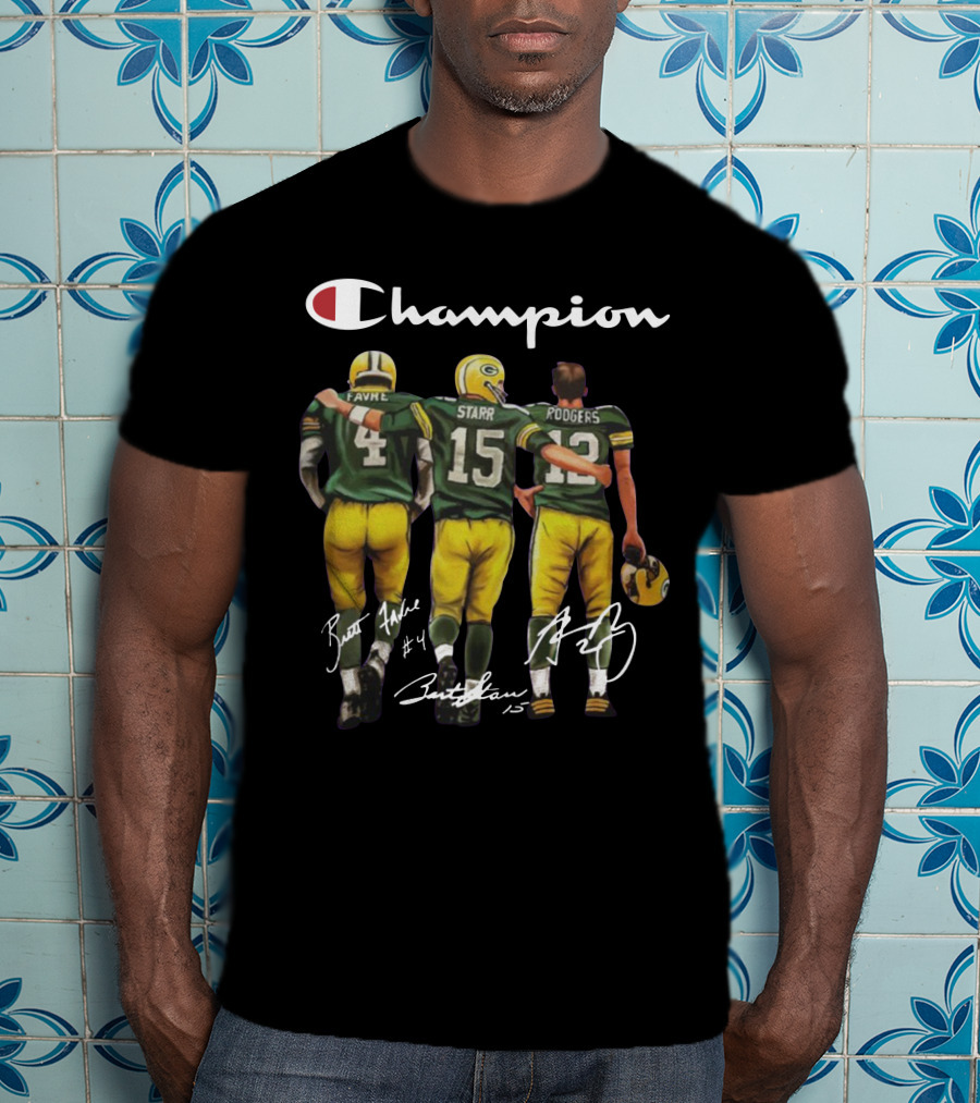 Champion Green Bay Packers Favre Starr Rodgers Signatures T-Shirt