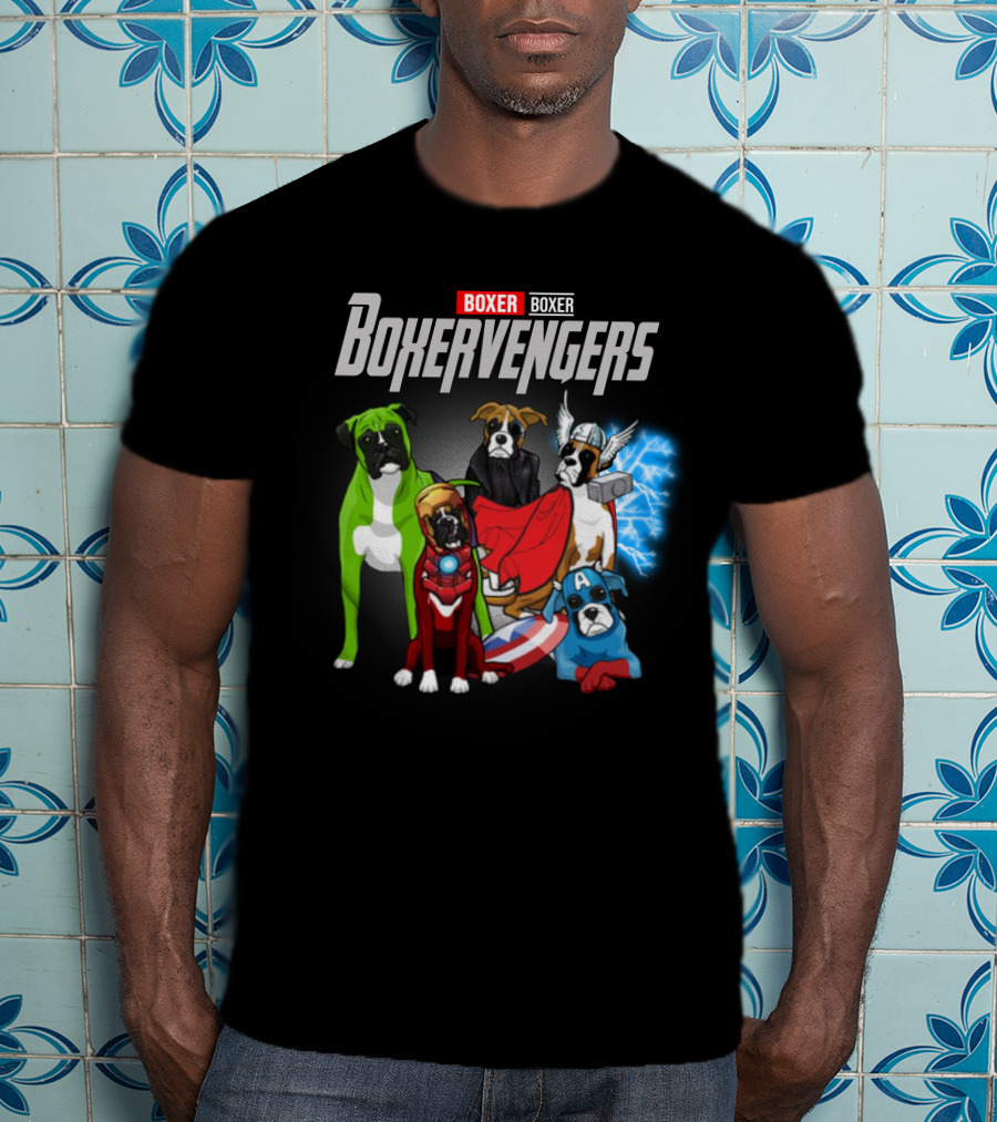 Marvel Avengers Boxer Boxervengers Dogs Superhero T-Shirt