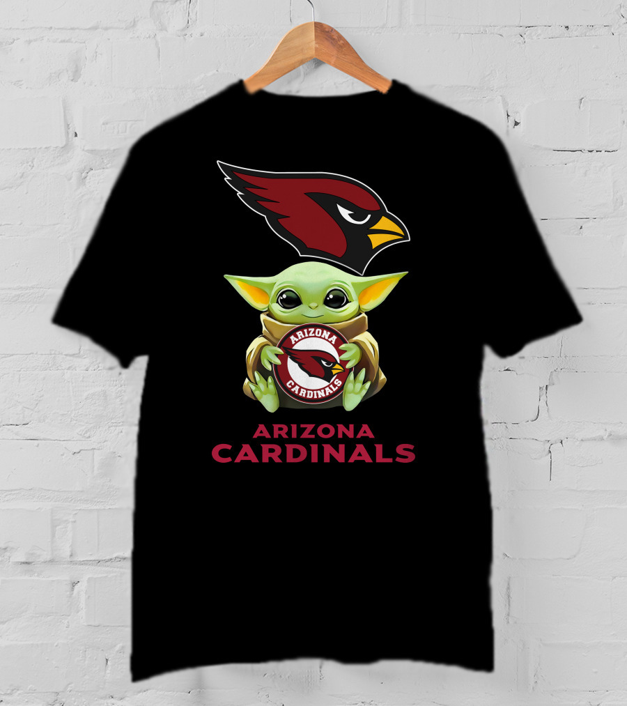 Arizona Cardinals Baby Yoda Hugging Team T-Shirt