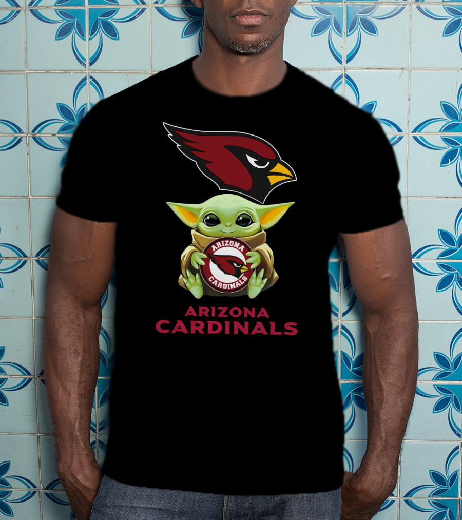 Arizona Cardinals Baby Yoda Hugging Team T-Shirt