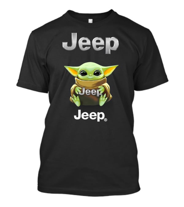 Jeep Logo Baby Yoda Holding Jeep Text T-Shirt