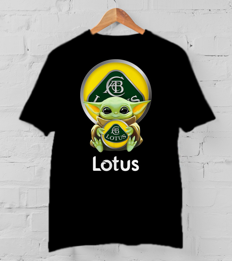 Baby Yoda Holding Lotus Cars Logo Acbc T-Shirt
