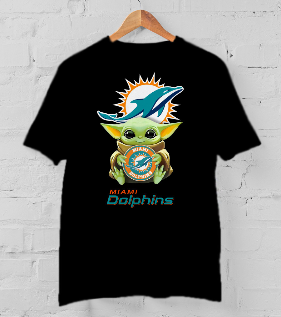 Baby Yoda Miami Dolphins Football Fandom Collaboration T-Shirt