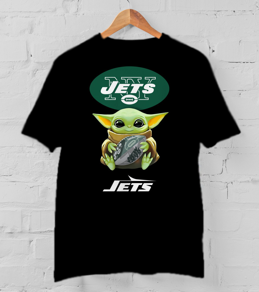Baby Yoda Hug New York Jets Football Fan T-Shirt