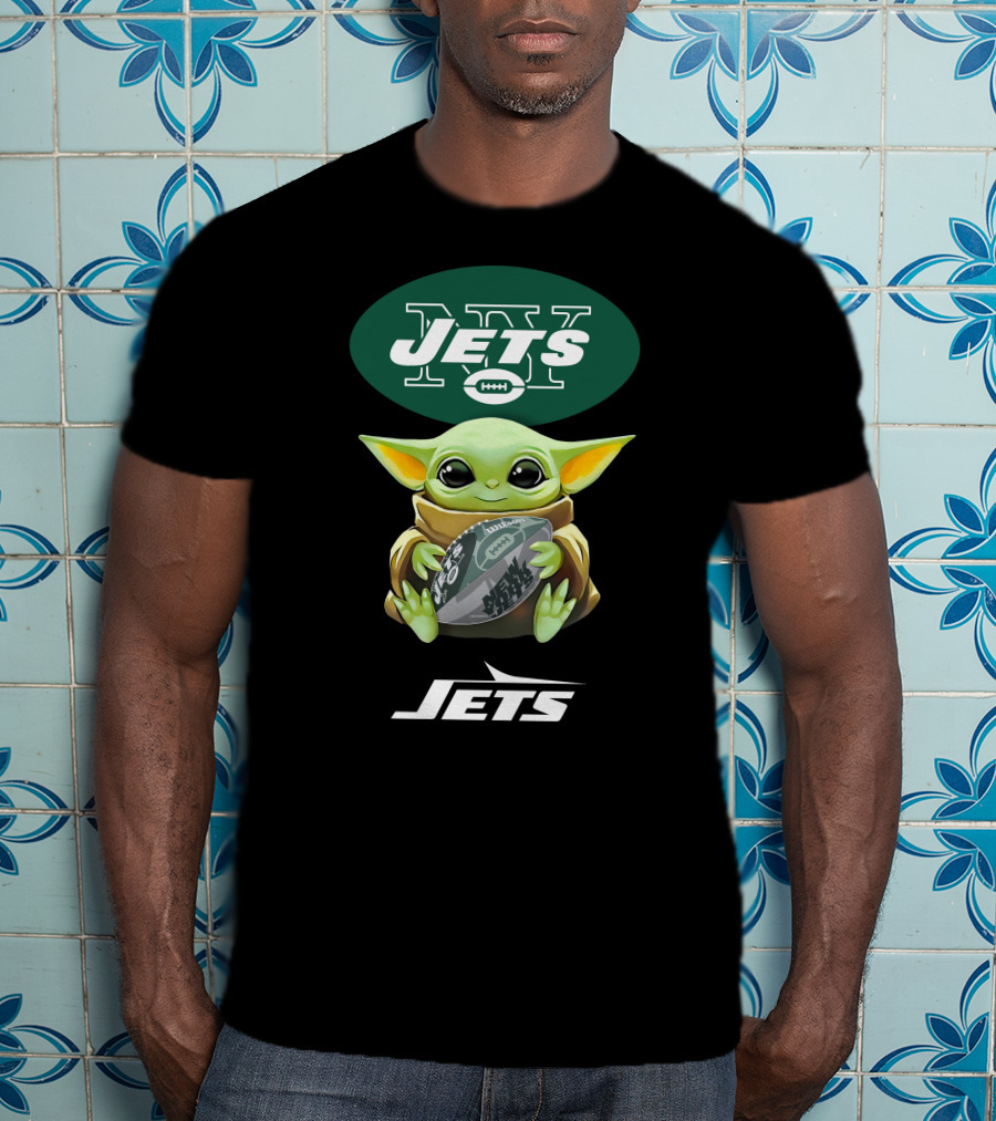 Baby Yoda Hug New York Jets Football Fan T-Shirt