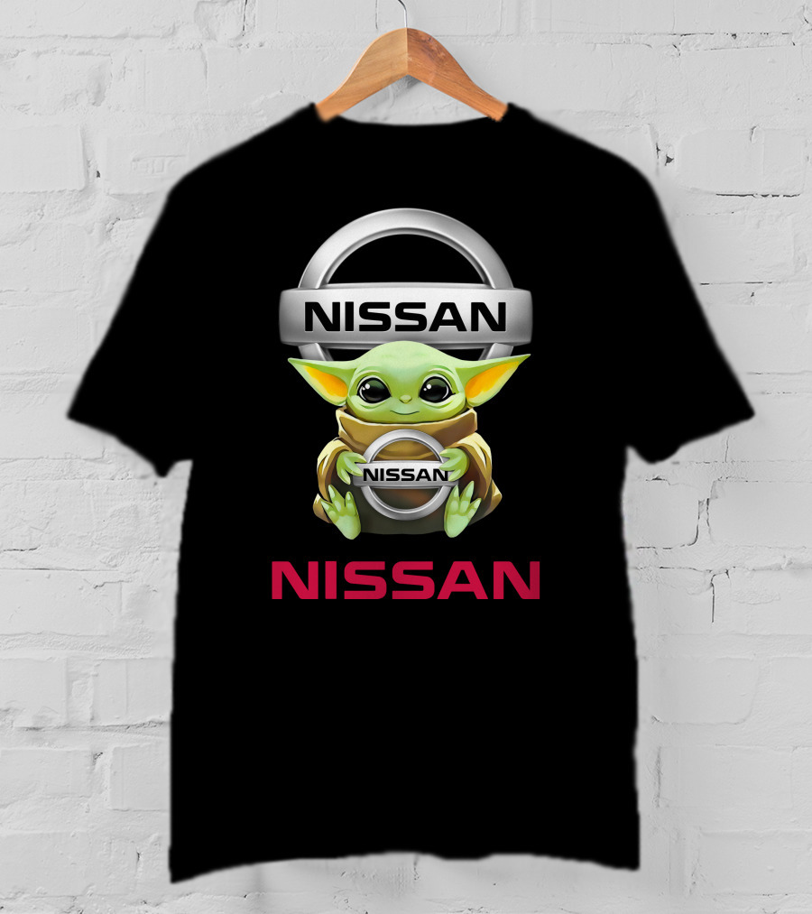 Nissan Logo With Baby Yoda Hugging Nissan Emblem T-Shirt