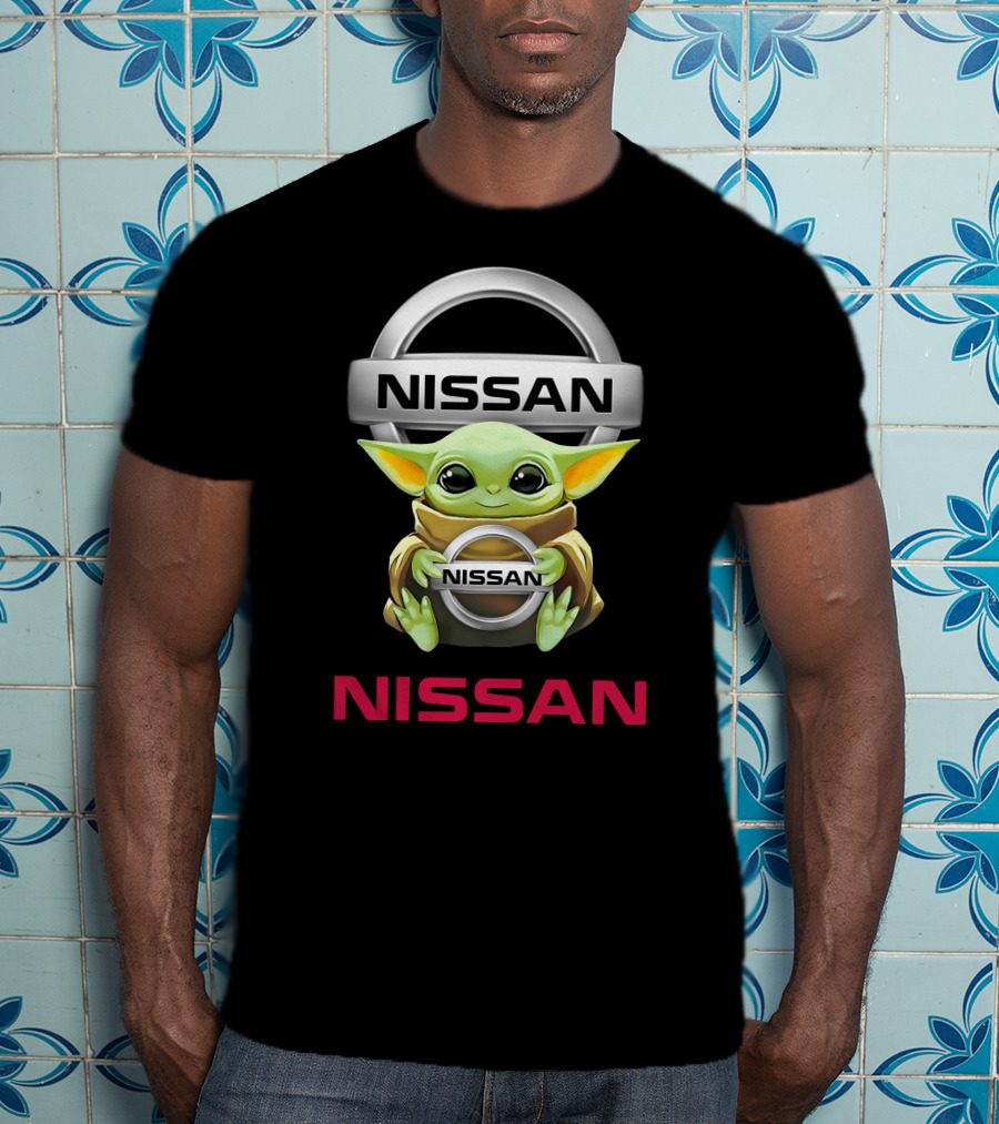 Nissan Logo With Baby Yoda Hugging Nissan Emblem T-Shirt