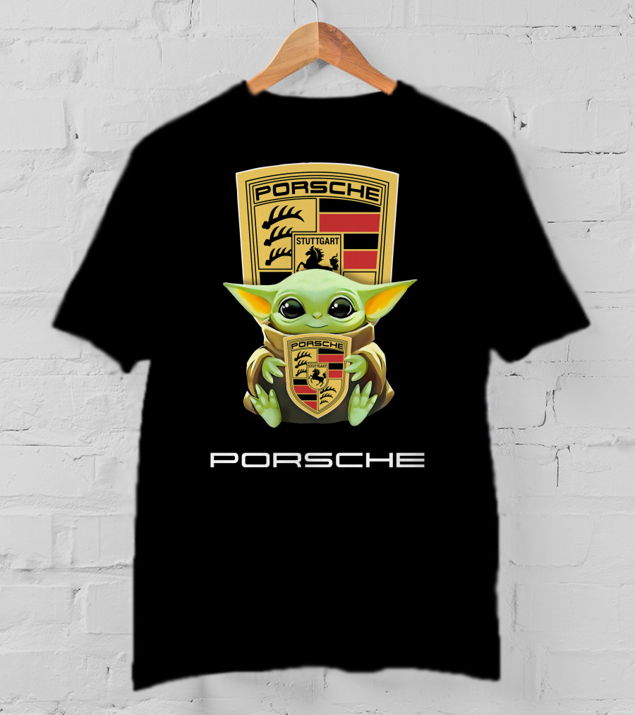 Baby Yoda Holding Porsche Stuttgart T-Shirt