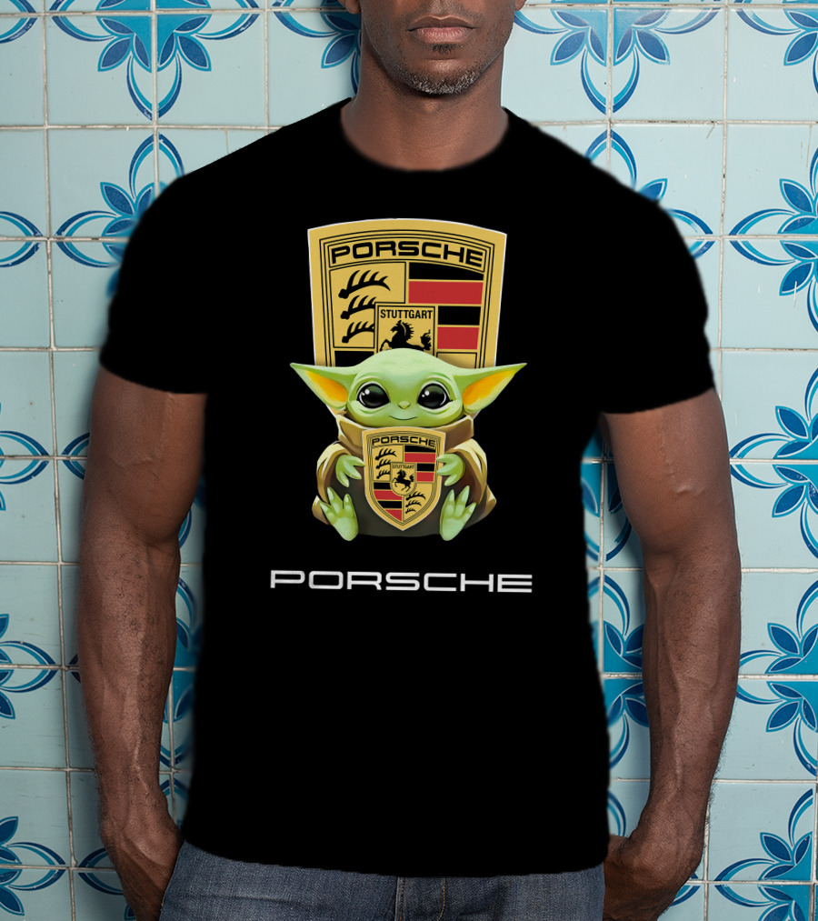 Baby Yoda Holding Porsche Stuttgart T-Shirt