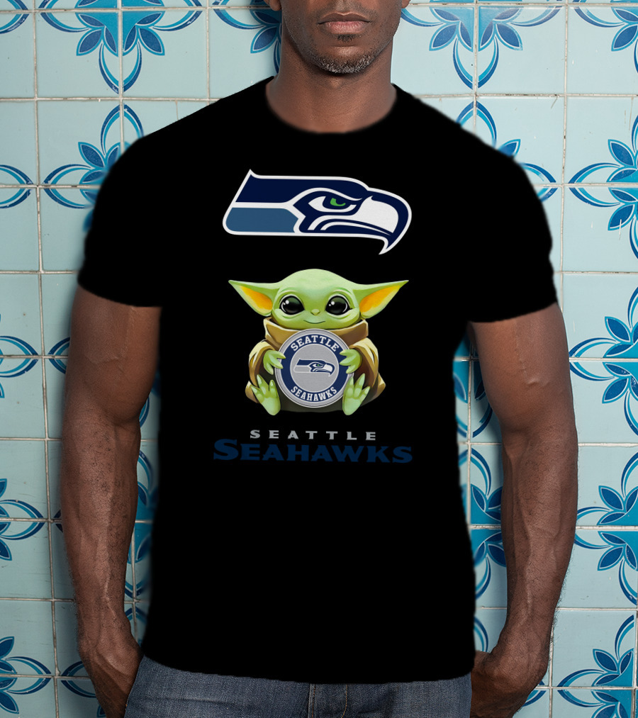 Baby Yoda Seattle Seahawks Hug Official NFL Character T-Shirt