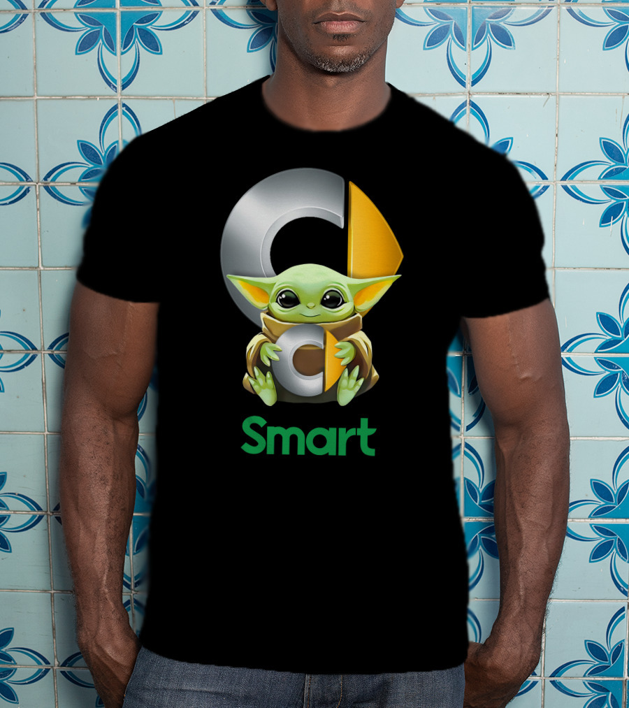 Baby Yoda Hug Commodore Logo Smart T-Shirt