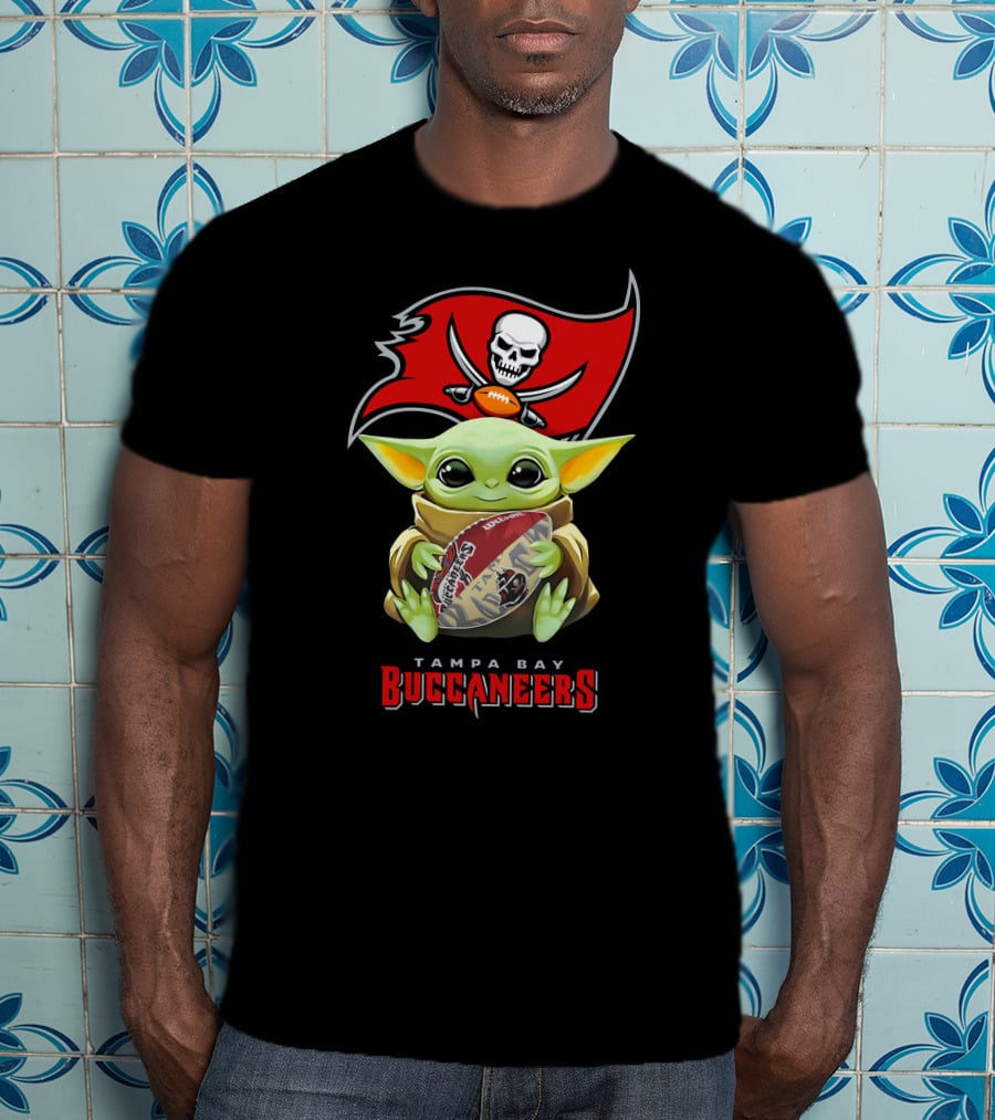 Baby Yoda Holding Tampa Bay Buccaneers Football With Team T-Shirt