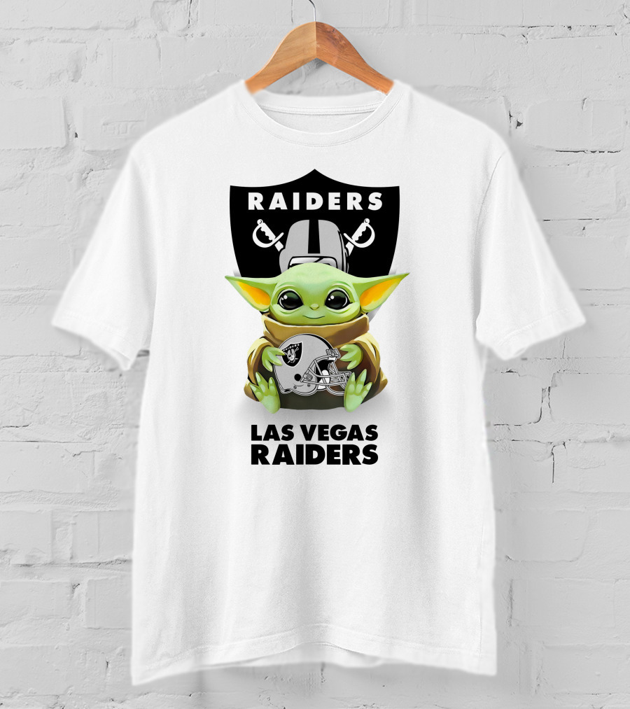 Baby Yoda Hug Raiders Helmet Las Vegas Raiders T-Shirt