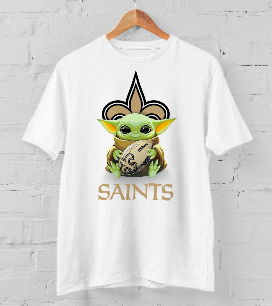 Baby Yoda Saints Football Wilson New Orleans Fleur-De-Lis T-Shirt