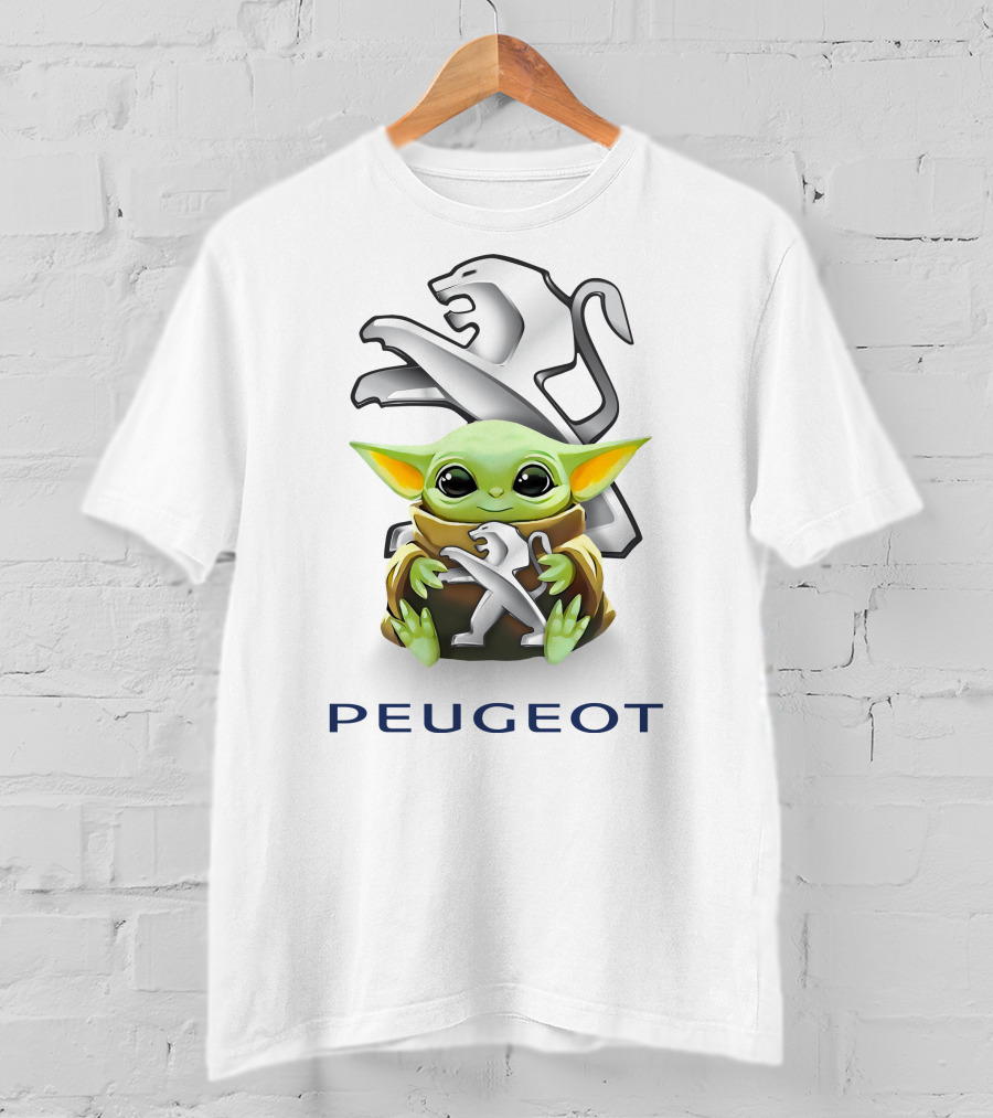 Baby Yoda Hugging Peugeot Lion T-Shirt