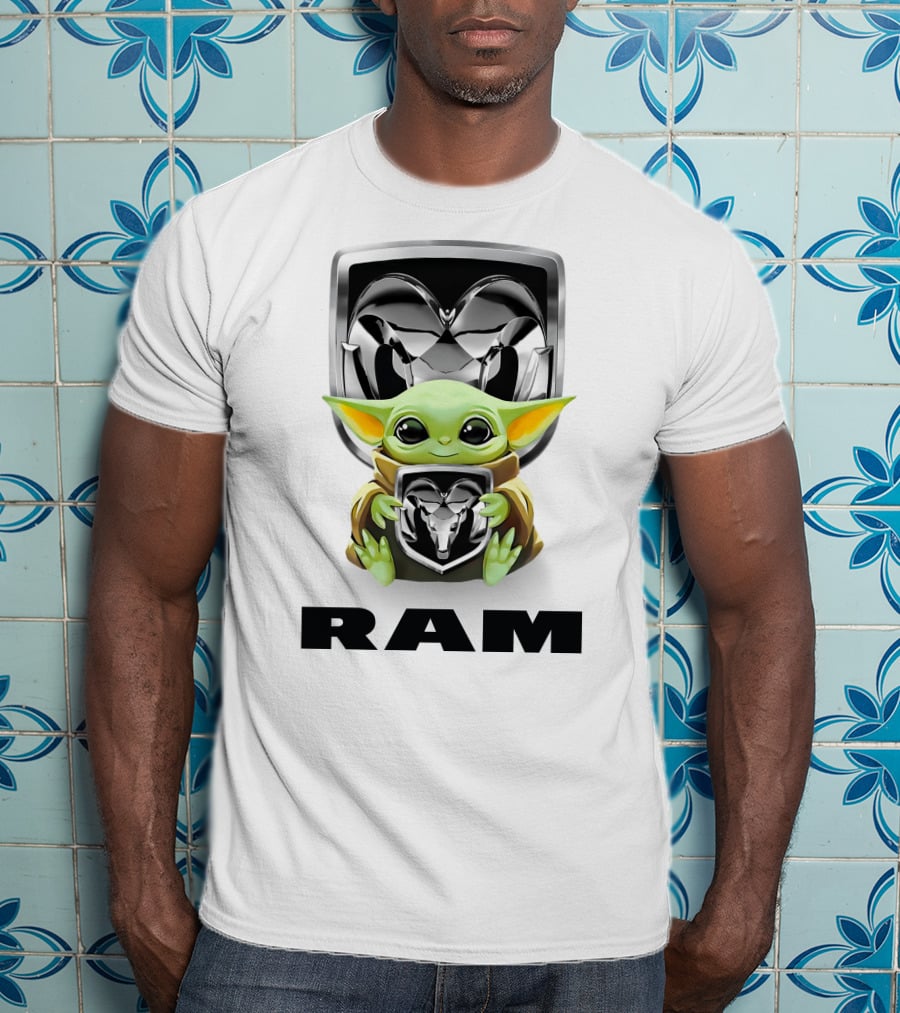 Baby Yoda Ram Logo Hugging Merchandise T-Shirt