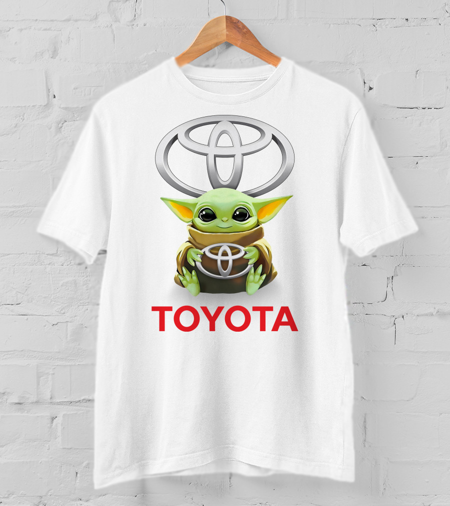 Baby Yoda Holding Toyota Logo White T-Shirt