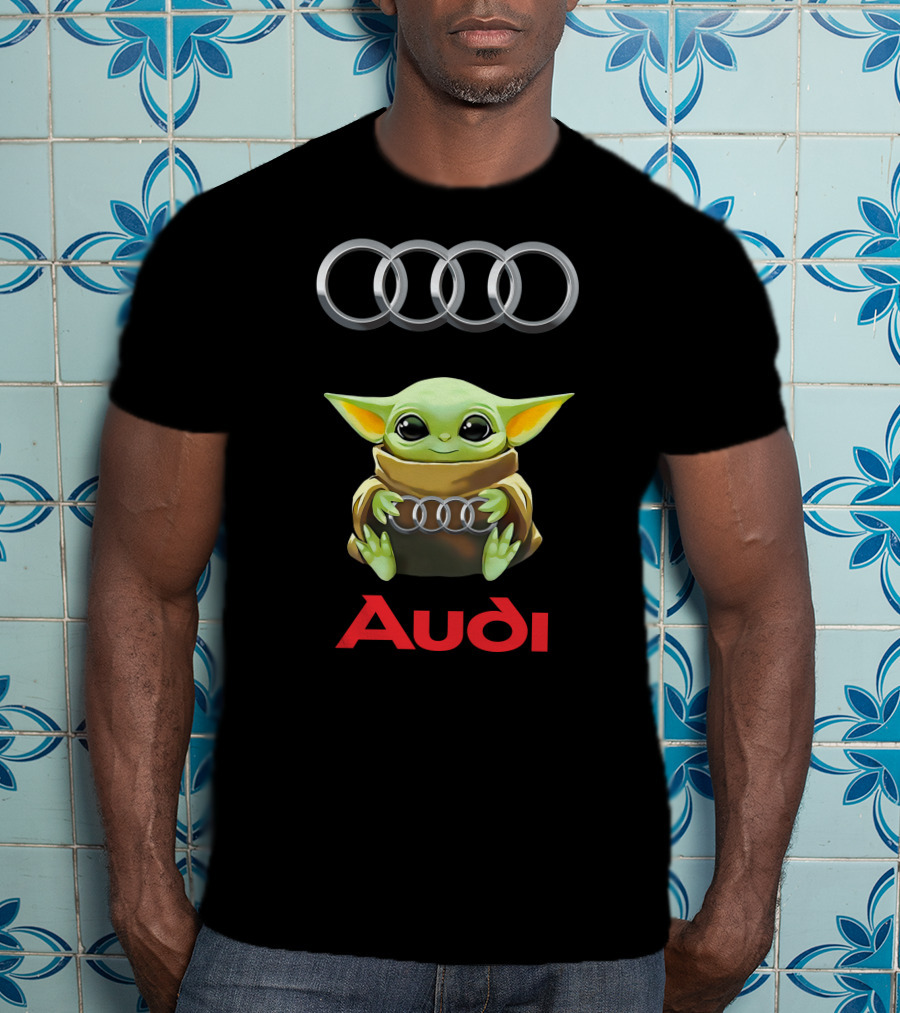 Star Wars Baby Yoda Holding Audi Rings With Audi Branding T-Shirt
