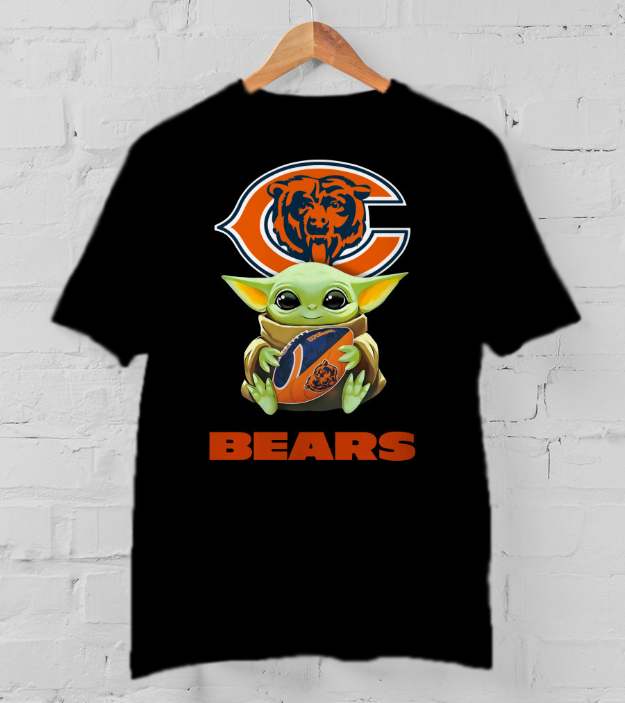 Star Wars Baby Yoda Chicago Bears Football T-Shirt