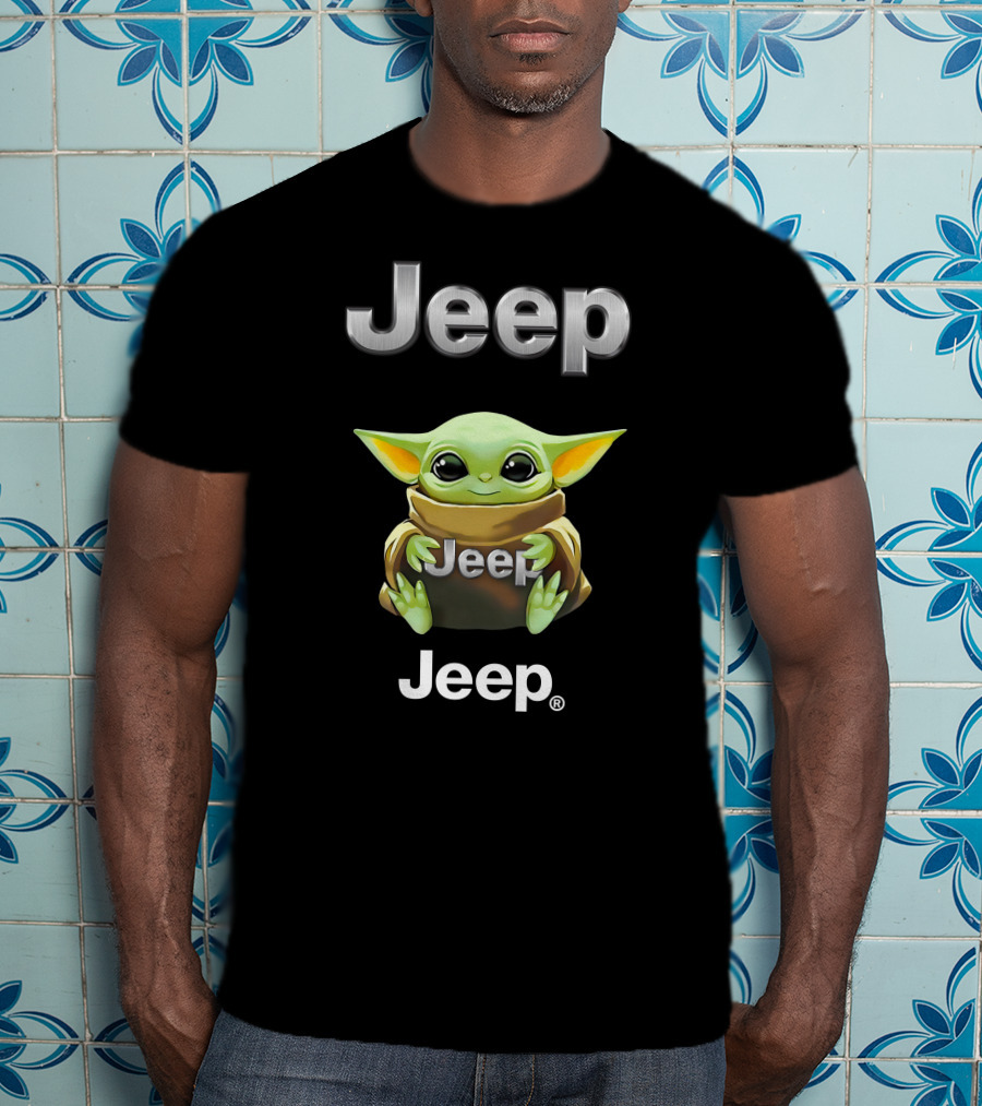 Star Wars Baby Yoda Jeep Hugging T-Shirt
