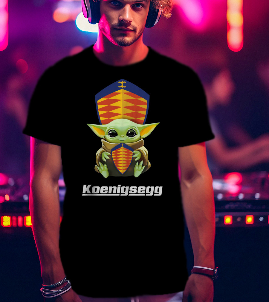 Star Wars Baby Yoda With Koenigsegg Shield Branding T-Shirt
