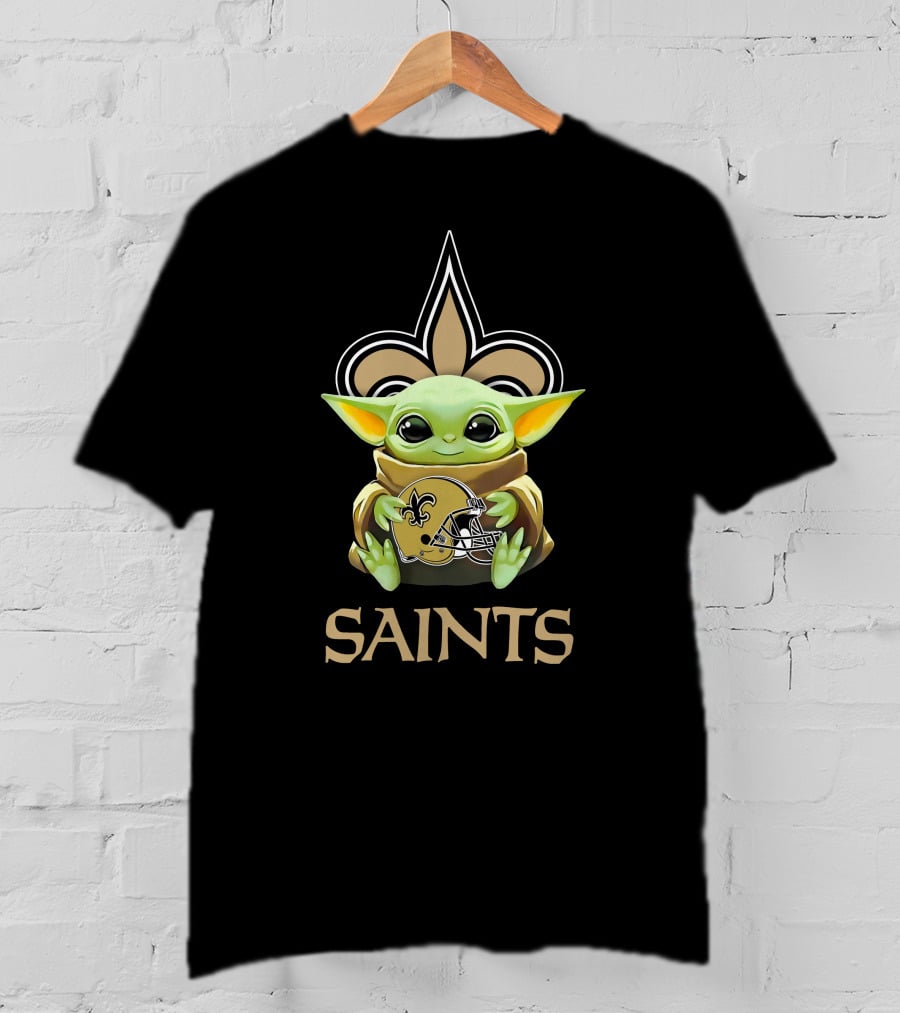 Star Wars Baby Yoda Saints New Orleans Saints Helmet Fleur-de-Lis T-Shirt