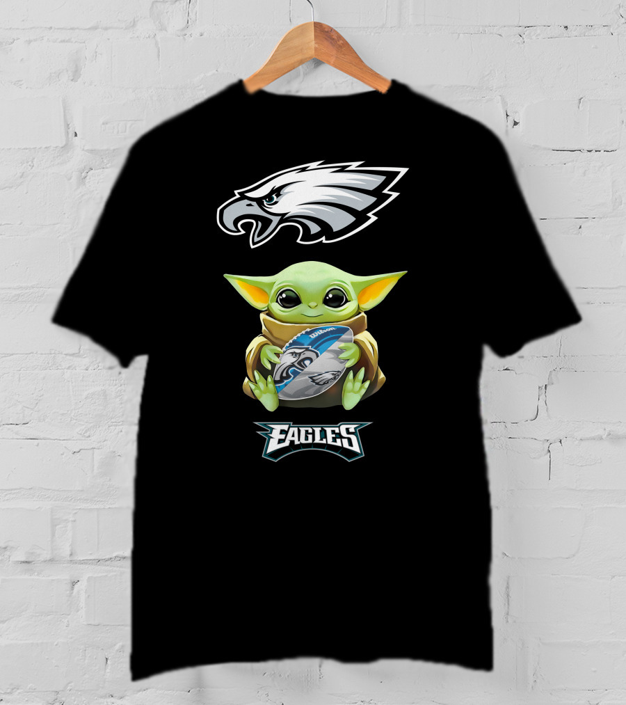 Star Wars Baby Yoda Philadelphia Eagles Football Fan Tailgate T-Shirt