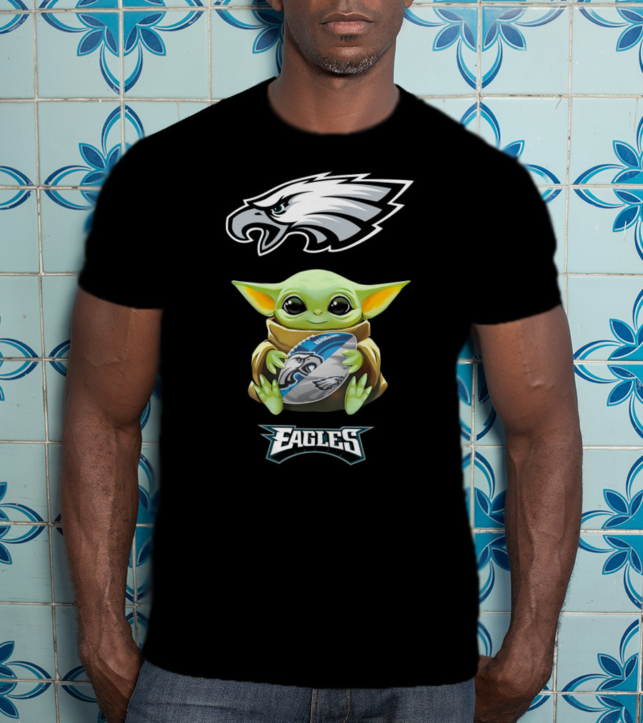 Star Wars Baby Yoda Philadelphia Eagles Football Fan Tailgate T-Shirt