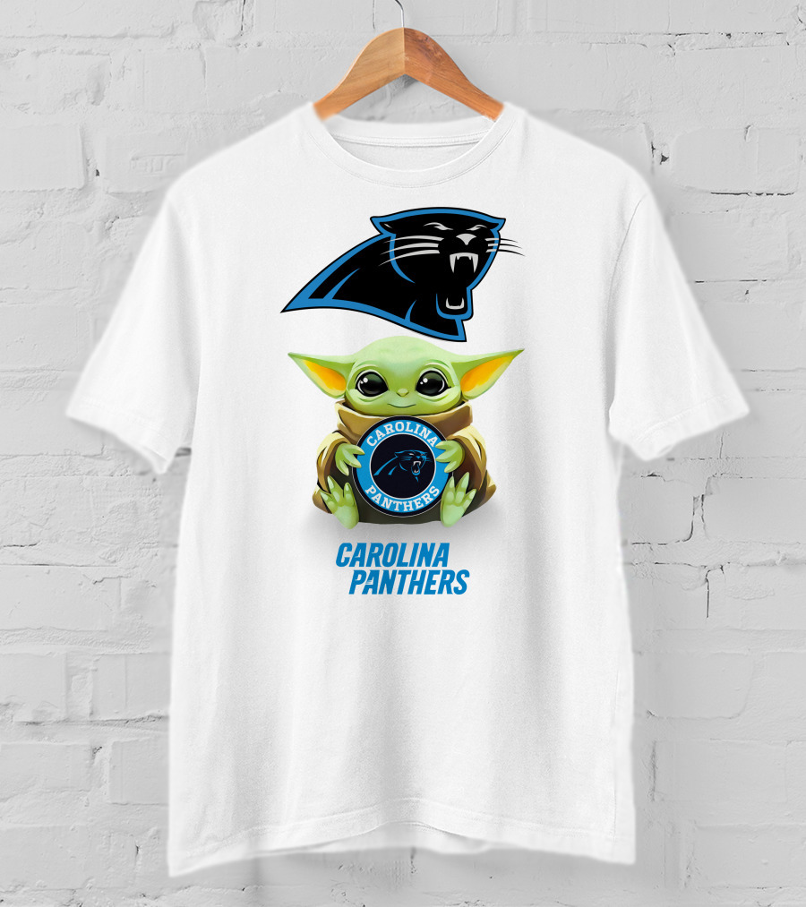 Baby Yoda Hug Carolina Panthers T-Shirt