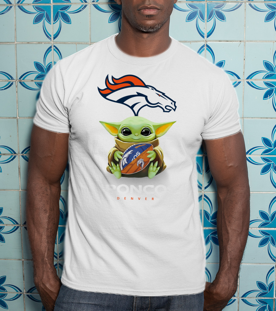 Baby Yoda Hug Broncos Football Denver Broncos T-Shirt