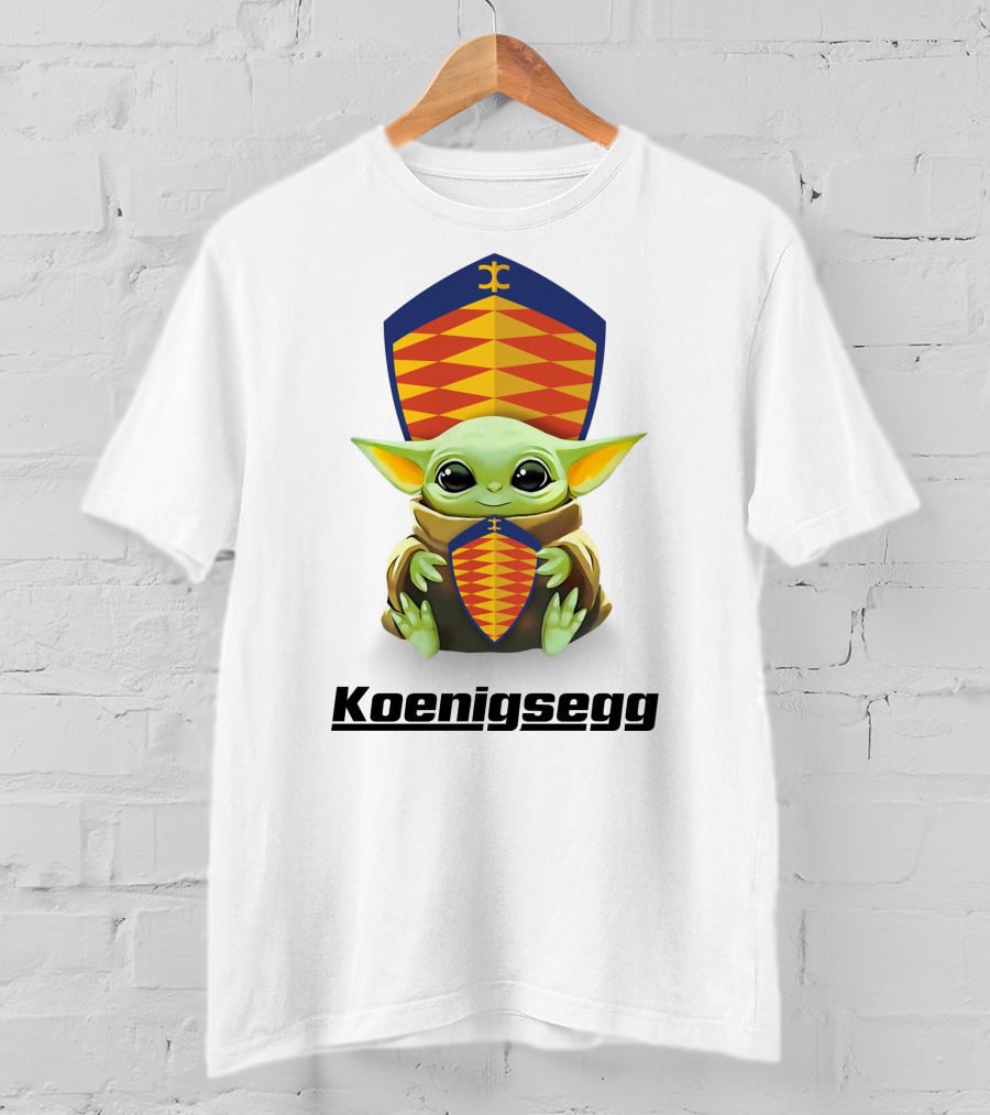 Baby Yoda Holding Koenigsegg Emblem With Shield T-Shirt
