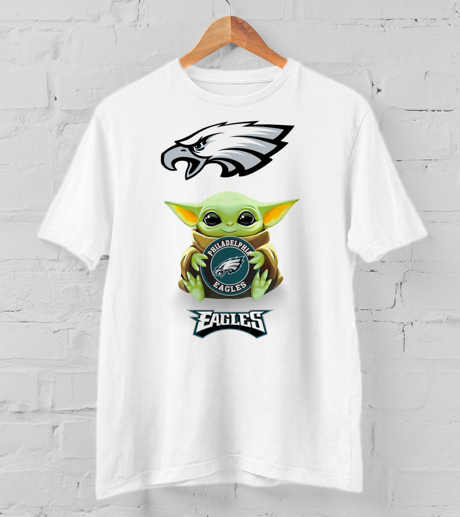 Baby Yoda Philadelphia Eagles Hug Logo Eagles T-Shirt