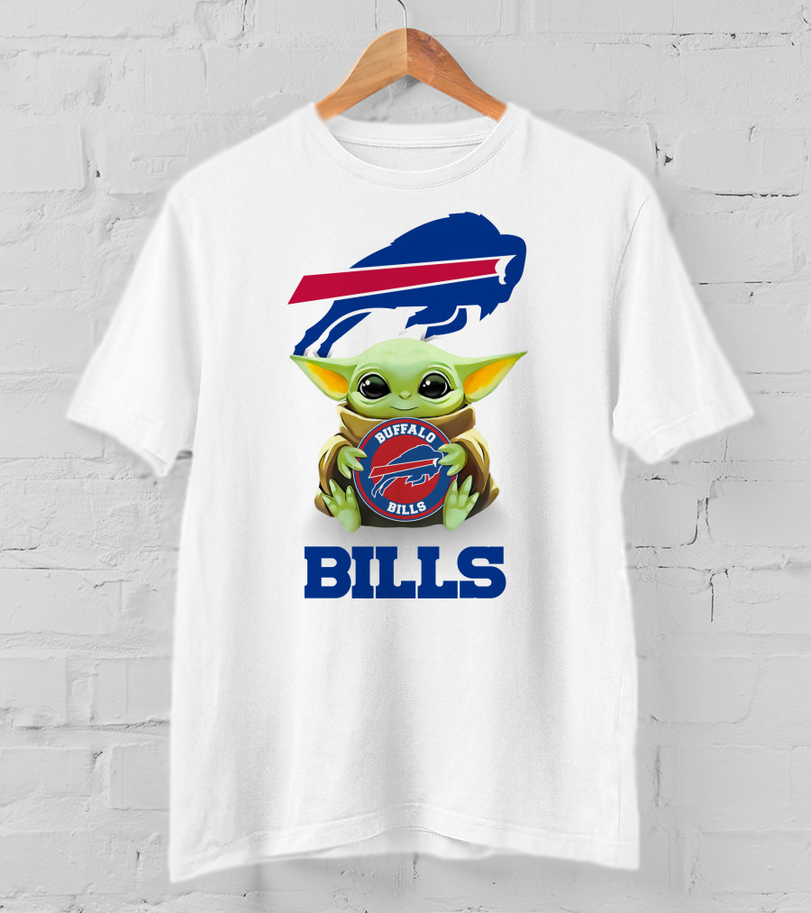 Buffalo Bills Baby Yoda Star Wars Hugging Team Logo White T-Shirt