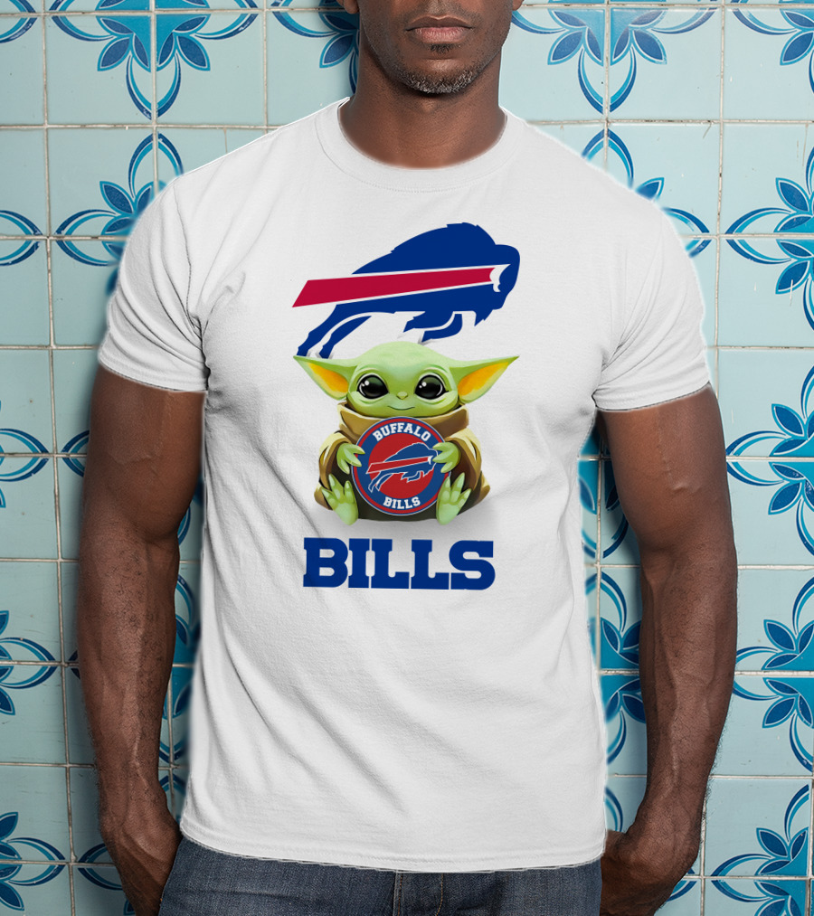 Buffalo Bills Baby Yoda Star Wars Hugging Team Logo White T-Shirt