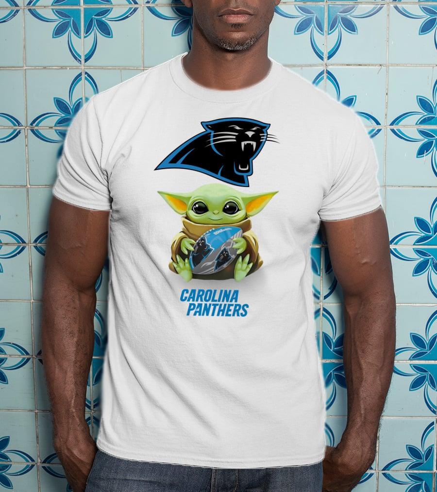 Star Wars Baby Yoda Hug Carolina Panthers Football T-Shirt