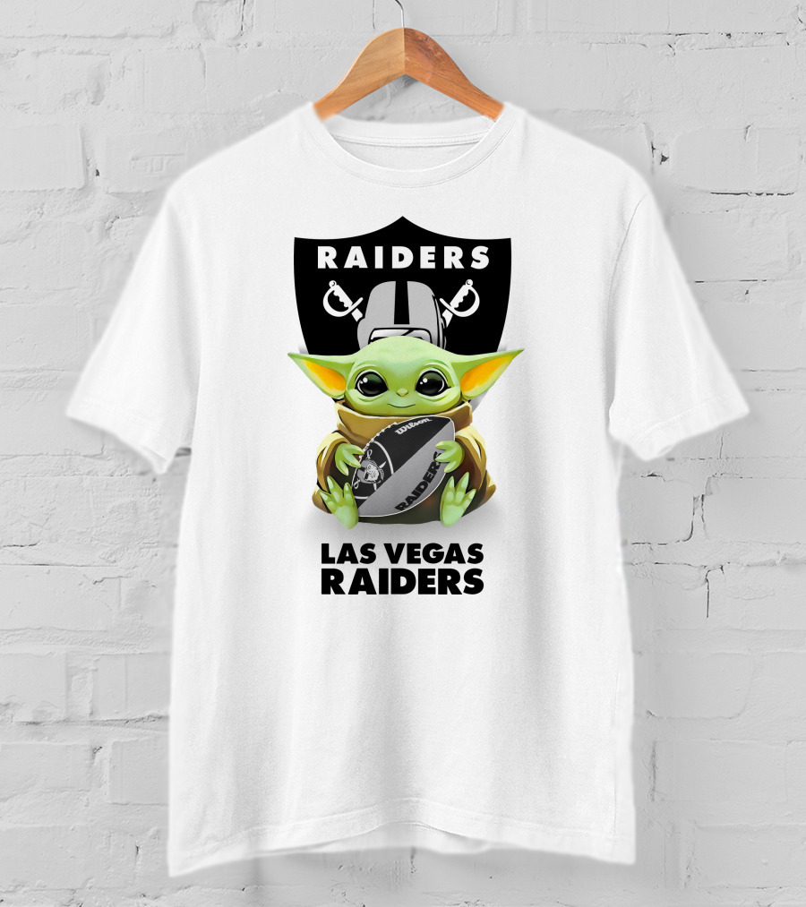 Star Wars Baby Yoda Raiders Las Vegas Football Fan Helmet Hug T-Shirt