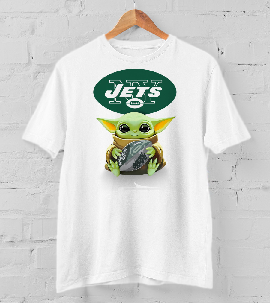 Star Wars Baby Yoda Hug New York Jets Football T-Shirt